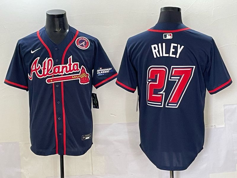Men Atlanta Braves #27 Riley Drak Blue Nike 2025 MLB Jersey style 07